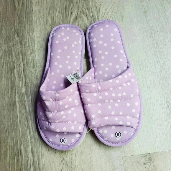 Womens Open Toe Lightweight Polka Dots House Slipper - Picture 2 of 3